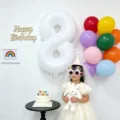 40 inch white number 8 balloon birthday party decoration set cute girl celebration props. - 40 Inch White Number 8 Balloon Plus 10 Inch Matte Mixed 10 Pcs With Ribbon