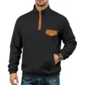 Men's Casual Long Sleeve Mock Neck Snap Sweatshirt Black Color Variant for Autumn - S / Black