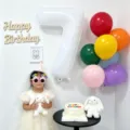 40 inch white number 7 foil balloon for kids birthday party decoration and celebration setup - 40 Inch White Number 7 Balloon Plus 10 Inch Matte Mixed 10 Pcs With Ribbon