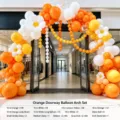 Orange balloon arch kit for store opening party decoration, includes various sizes and accessories. - Orange Balloon Arch Kit (4m x 2.5m)