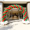 Balloon arch kit with red, green, and white balloons for grand opening and party decor - Red Green Balloon Arch Kit (4m x 2.5m)