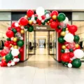 Christmas balloon arch kit with red green white gold balloons for holiday party store decoration - Christmas Balloon Arch Kit (4m x 2.5m)