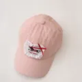 Kinder rosa Baseballcap süße spitze Schleife Hund Aufnäher Sommer Sonnenschutz Kappe - Rosa