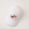 Süße weiße Kinder-Baseballkappe mit hübschem Spitzen-Schleifen-Aufnäher und Hundemotiv. - Weiß