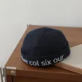 Kinder schwarze Docker Cap Retro Sailor Hat Hip Hop Mütze mit weißer Stickerei - 48-50cm / Marineblau