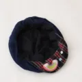 Kinder Jeans Baret mit Karokrempe, süßem Regenbogen- und Knopfdekor, Retro-Alltagsstil. - 3-10 Jahre (Kopf 49-54cm) / Dunkles Karo Regenbogen