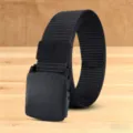Schwarzer Nylon Taktik Canvas Gürtel, langlebige Kunststoff Schnalle Variante für Outdoor. - 120cm / Schwarz