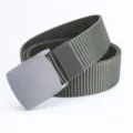 Herren taktischer Canvas Gürtel, langlebiger Nylon Militärstil Taillengürtel für Outdoor. - 120cm / Graue Schnalle Graues Band