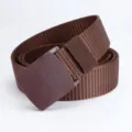 Herren Taktischer Segeltuch Gürtel Nylon Freizeit Hose Gürtel mit Kunststoff Schnalle braun - 120cm / Braune Schnalle Braunes Band