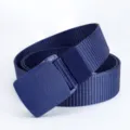 Herren Dunkelblau Canvas Taktischer Gürtel Nylon Freizeit Outdoor Hosenriemen Klassisch - 120cm / Blaue Schnalle Blaues Band