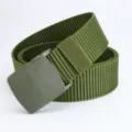 Grüner taktischer Canvas-Gürtel für Herren, strapazierfähiger Nylon-Gürtel mit Schnalle. - 120cm / Grüne Schnalle Grünes Band