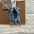 Lindo gorro de punto para bebé con orejas adorables y lana suave para el invierno. - 50-54cm / Azul