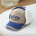 Children winter corduroy earflap baseball cap warm fleece cute hat for boys girls - 【Head Circumference 50-54CM】 / Grey Brown