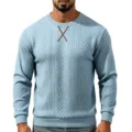 Men's blue knit sweater autumn winter crewneck pullover casual long sleeve stylish top - S / Tops / Light Blue