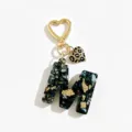 Harz Buchstabe M Schlüsselanhänger mit Leoparden Herz Anhänger Gold Schmuck Accessoire - Buchstabe M