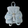Zaino in denim azzurro chiaro da donna, borsa casual per la scuola con tasche e fibbie in metallo. - Borsa Singola / Azzurro