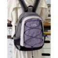 Zaino casual a pois con colori a contrasto, grande capacità per scuola e viaggi. - Taglia L / Viola