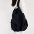 Zaino in tela lavata stile coreano, borsa da scuola tinta unita semplice per donna pendolare. - Borsa Singola Senza Accessori / Nero