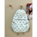 Zaino a pois blu carino stile coreano ins casual leggero borsa da scuola variante bianca - Borsa Singola Senza Accessori / Blu