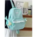 Zaino verde menta con fiocco e volant, grazioso zainetto scolastico per studenti, grande borsa casual. - Grande Pacchetto Singolo Senza Accessori / Verde