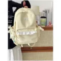 Zaino da studente carino stile coreano con fiocco, rifinitura in pizzo e grande capacità. - Grande Pacchetto Singolo Senza Accessori / Giallo
