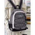 Zaino stile coreano con pois a contrasto grande capacita borsa da scuola casual daypack - Taglia L / Grigio