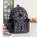 Zaino a quadri nero e bianco retro per donna, stile giapponese grande borsa scolastica. - Borsa Singola / Nero