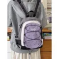Zaino stile coreano a pois colorblock, grande capacità per studenti, borsa scolastica da esterno. - Taglia S / Viola