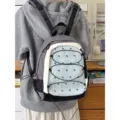 Zaino stile coreano a pois con colori a contrasto borsa da scuola casual per studenti - Taglia S / Blu