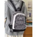 Zaino da esterno a pois colore a contrasto stile coreano grande capacita borsa casual - Taglia S / Grigio