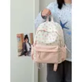 Zaino stile coreano carino con stampa fragola borsa scuola tela per donne ragazze - Taglia S / Rosa