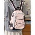 Zaino rosa a pois a contrasto con coulisse per borsa scolastica casual studenti - Taglia S / Rosa