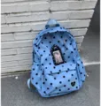 Zaino a pois carino stile coreano grande capacità borsa scolastica azzurro tempo libero - Blu