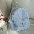 Sac à dos bleu clair imprimé d'étoiles avec poche avant et cordon, sac décontracté. - S / Bleu