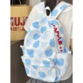 Zaino da studente carino con stampa di mele blu coreano casual leggero grande capacità - Zaino Blu (Senza Accessori)