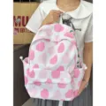 Zaino carino stile coreano con stampa di frutta per studenti, grande borsa bianca casual. - Zaino Rosa (Senza Accessori)