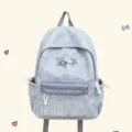 Zaino in tela grigia con stampa di stelle, borsa casual carina per la scuola e viaggi. - Grigio scuro