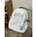 Zaino stile coreano con motivo a stelle, grande borsa casual per la scuola e viaggi quotidiani. - Modello Borsa Bianca