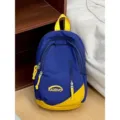 Piccolo zaino blu giallo casual elegante borsa scolastica per viaggi giornalieri - Taglia S / Blu scuro