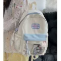 Carino zaino ita bianco con finestra trasparente fiocco badge anime borsa scuola - Borsa Singola Senza Accessori / Taglia L / Bianco