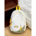 Mochila mini informal de estilo coreano en blanco con detalles amarillos para diario - S / Blanco