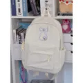 Zaino stile coreano con fiocco grande capacità per studenti borsa casual giornaliera scolastica - Bianco Sporco