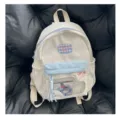 Sac à dos mignon en toile avec fenêtre transparente, broderie de nœud et grande capacité. - Sac Seul Sans Accessoires / S / Blanc