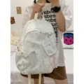 Carino zaino stile giapponese con stampa di stelle grande capacità borsa casual per la scuola - Zaino Bianco (Senza Accessori)