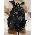Zaino nero con stampa di stelle e tasca frontale trasparente per scuola e viaggio - Zaino Nero (Senza Accessori)
