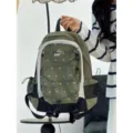 Zaino casual da esterno in stile coreano verde oliva con cuori blu, grande capacità. - Taglia L / Verde