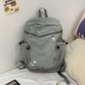 Zaino in stile coreano di alta qualità, borsa versatile per studenti per il tempo libero e lavoro. - verde-grigio
