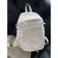 Zaino trasparente a pois bianchi per studenti, ottima borsa casual per uso quotidiano. - Grande + Piccole Ali / Bianco