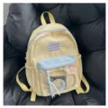 Joli sac à dos Ita en toile avec fenêtre transparente et nœud, cartable élégant quotidien. - Sac Seul Sans Accessoires / S / Jaune