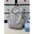 Zaino casual arricciato carino stile coreano leggero grande capacità grigio SKU - Grigio Chiaro